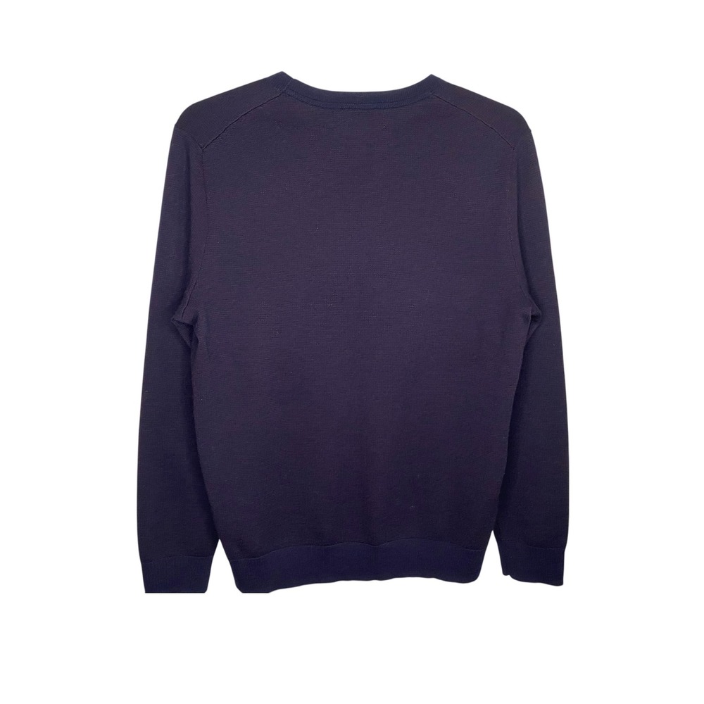 Banana Republic Mens L Navy Maroon Italian Merino Wool Baruffa Crewneck Sweater